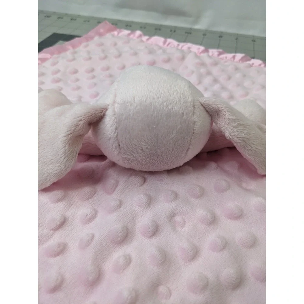 Minky‎ Dot Rabbit Lovey Pink Bunny Security Blanket Stuffed Animal Toy